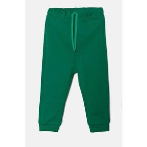 United Colors of Benetton pantaloni de trening din bumbac pentru copii culoarea verde, neted, 3J68GF027 imagine