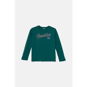 United Colors of Benetton longsleeve din bumbac pentru copii culoarea verde, cu imprimeu, 3I1XC10JN imagine