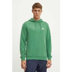 adidas Originals hanorac de bumbac barbati, culoarea verde, cu glugă, neted, IX7671 imagine