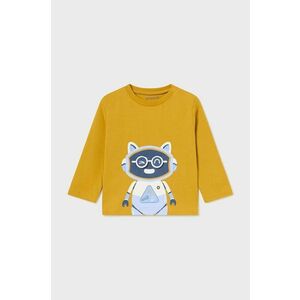 Mayoral longsleeve din bumbac pentru bebeluși culoarea galben, cu imprimeu, 2040 imagine