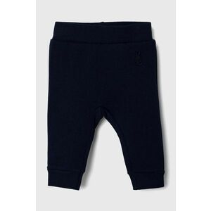 United Colors of Benetton pantaloni de trening din bumbac pentru bebeluși culoarea albastru marin, neted, 3J70AF01R imagine