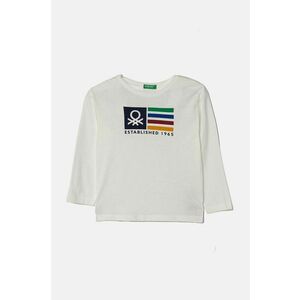 United Colors of Benetton longsleeve din bumbac pentru copii culoarea alb, cu imprimeu, 3I1XG10F2 imagine