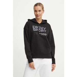 Dkny bluza femei, culoarea negru, cu glugă, cu imprimeu, DP4T9971 imagine