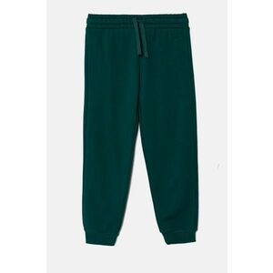 United Colors of Benetton pantaloni de trening din bumbac pentru copii culoarea verde, neted imagine