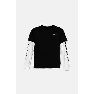 Vans longsleeve din bumbac pentru copii BY LONG CHECK TWOFER culoarea negru, cu imprimeu, VN0A49OYBLK1 imagine