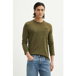 Superdry longsleeve din bumbac culoarea verde, neted, M6010857A-1BG imagine