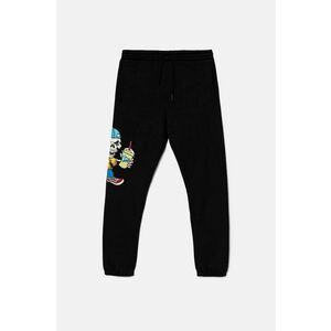 Vans pantaloni de trening pentru copii Reggie Fleece Pant culoarea negru, cu imprimeu, VN000JBCBLK1 imagine