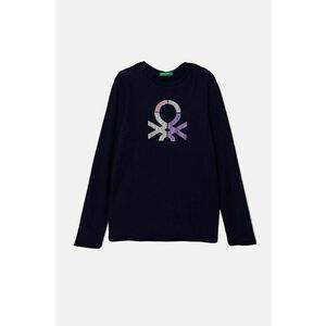 United Colors of Benetton longsleeve din bumbac pentru copii culoarea albastru marin, 3I9WC10JR imagine