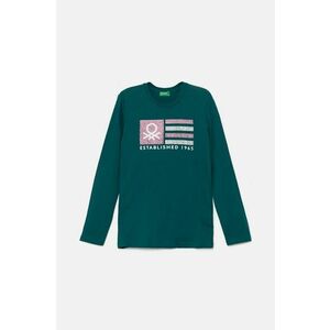 United Colors of Benetton longsleeve din bumbac pentru copii culoarea verde, 3I9WC10JR imagine