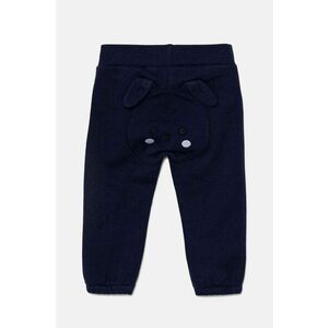 United Colors of Benetton pantaloni de trening din bumbac pentru bebeluși culoarea albastru marin, cu imprimeu, 3J70AF01T imagine