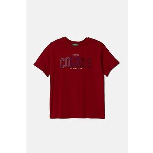 United Colors of Benetton tricou de bumbac pentru copii culoarea bordo, cu imprimeu, 3I1XC10JL imagine