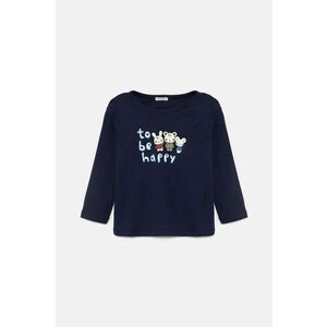 United Colors of Benetton longsleeve din bumbac pentru bebeluși culoarea albastru marin, 3I9WA1057 imagine