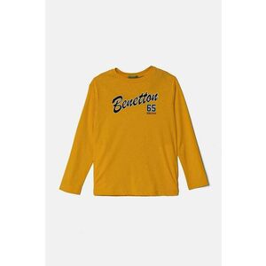 United Colors of Benetton longsleeve din bumbac pentru copii culoarea galben, cu imprimeu, 3I1XC10JN imagine