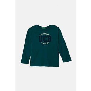 United Colors of Benetton longsleeve din bumbac pentru copii culoarea verde, cu imprimeu, 3I1XG10F2 imagine