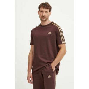 adidas tricou din bumbac Essentials barbati, culoarea maro, modelator, IX0158 imagine