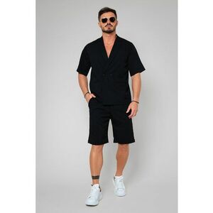 Set de sacou relaxed fit cu maneci scurte si pantaloni scurti imagine