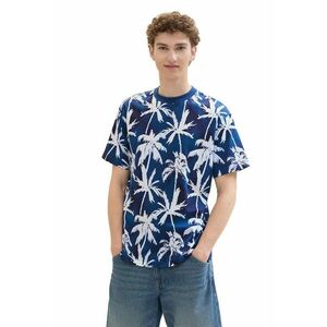 Tricou cu decolteu la baza gatului si imprimeu tropical imagine