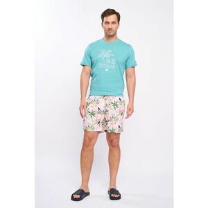 Pantaloni scurti de baie cu model tropical si talie ajustabila imagine