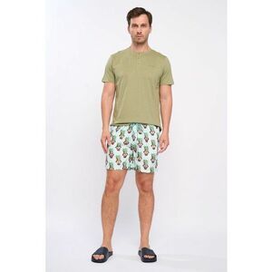 Pantaloni scurti de baie cu model tropical si talie ajustabila imagine