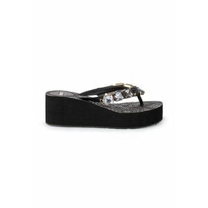 Papuci flip-flop wedge cu cristale imagine