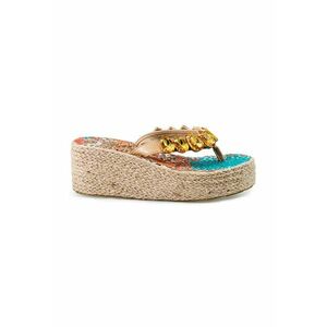 Papuci flip-flop wedge cu cristale imagine