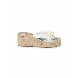 Papuci flip flop wedge cu margele imagine