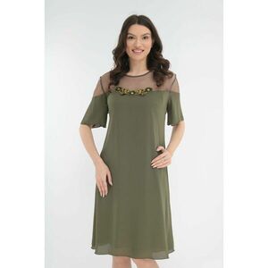 Rochie eleganta din voal olive cu broderie imagine