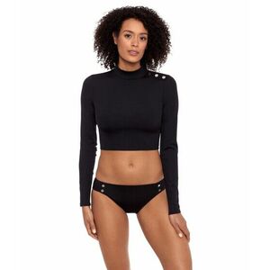 Imbracaminte Femei LAUREN Ralph Lauren Rib Solids Cropped Mock Neck Rashguard Black imagine