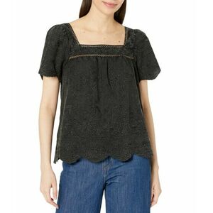 Imbracaminte Femei Lucky Brand Embroidered Flutter Sleeve Top Black imagine