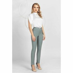 Pantaloni Pretty Girl gri din piele ecologica cu talie medie imagine