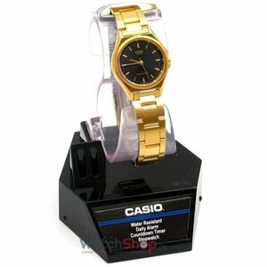 Ceas Casio Ladies 1130N-1A Analog Metal Gold with Black Dial imagine