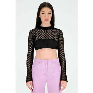 Bluza crop de dantela cu insertii cu paiete imagine