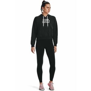 Under Armour bluza femei, culoarea negru, cu glugă, cu imprimeu imagine