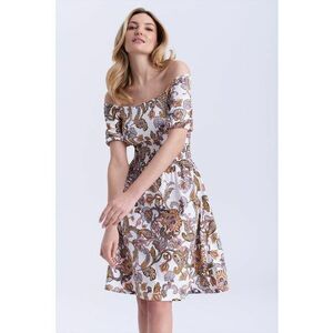 Rochie cu imprimeu floral si decolteu pe umeri imagine