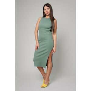 Rochie midi cambrata cu slit lateral Hera imagine