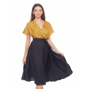 Rochie midi cu croiala petrecuta si decolteu cache-coeur imagine