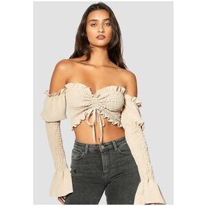 Bluza crop cu mansete-clopot imagine