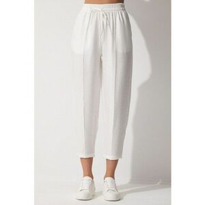 Pantaloni crop de in cu talie inalta imagine