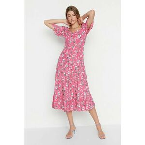 Rochie midi cu model floral si decolteu in V imagine