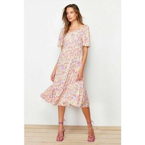 Rochie midi cu model floral si decolteu in V imagine