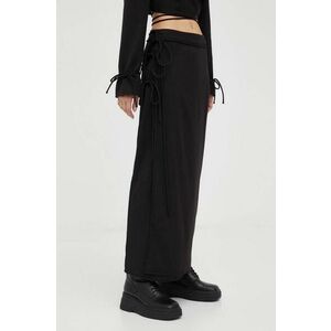 Gestuz fusta culoarea negru, midi, drept imagine