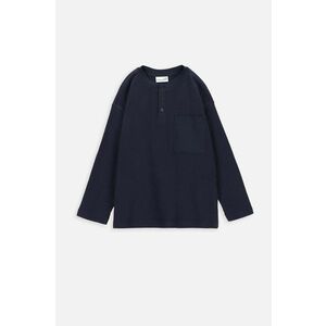 Coccodrillo longsleeve din bumbac pentru copii culoarea albastru marin, neted imagine