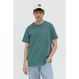 Levi's tricou din bumbac barbati, culoarea verde, neted imagine