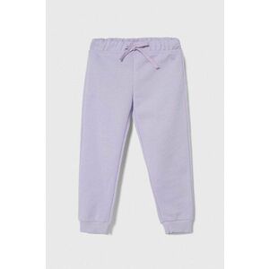 United Colors of Benetton pantaloni de trening din bumbac pentru copii culoarea violet, neted imagine