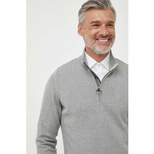 Barbour pulover de bumbac culoarea gri, cu turtleneck imagine