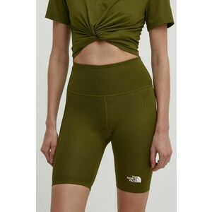 The North Face pantaloni scurti sport femei, culoarea verde, neted, high waist, NF0A87JUPIB1 imagine