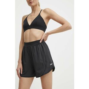 Reebok pantaloni scurți de antrenament Lux culoarea negru, neted, high waist, 100075360 imagine