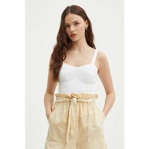 United Colors of Benetton top din bumbac culoarea alb imagine