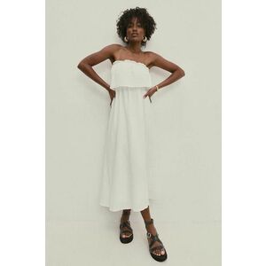 Answear Lab rochie din bumbac culoarea alb, midi, evazati imagine