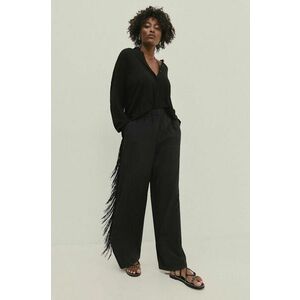 Answear Lab pantaloni femei, culoarea negru, drept, high waist imagine